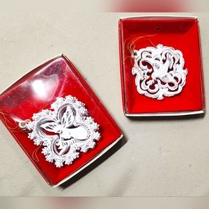 Vintage White Christmas Fantasy Brass Ornaments